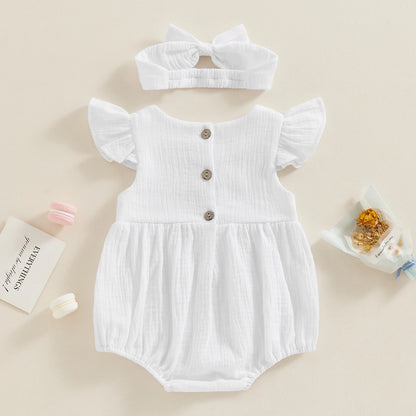 0 to18 Months Baby Girl Clothes White Romper Cute Newborn Clothes Cotton Linen Bodysuit Spring Infant Outfit Baby Items