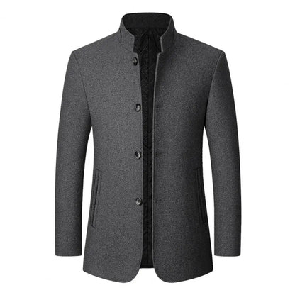 Wool Blend Coat Men Winter Fashion Overcoat Male Thicken Keep Warm Jackets Trench Outerwear Wool Coat Stand Collar