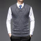 2026 New Trend Men's Business Casual Pullover Wear Warm Sleeveless Wool Knitted Sweater Vest Tops