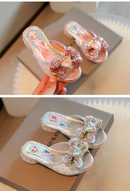 Disney Frozen Elsa Shoes For Girls Children Cartoon Princess Flats Kids Beach Home Shoes Inside Outside Slippers Size 26-36