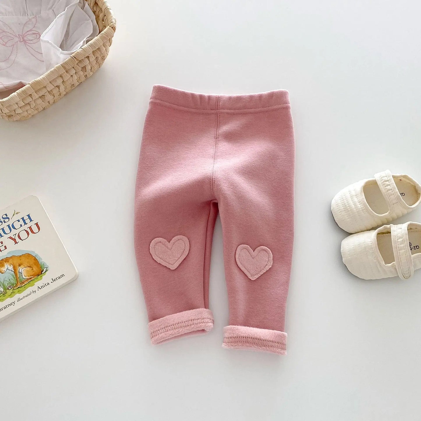 Girls Leggings 2026 Winter 0-5Y Children's Clothes Baby Girls Patch Plus Velvet Warm Pants Trousers