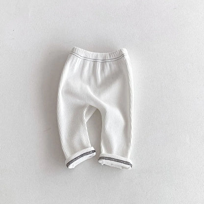 MILANCEL 2026 Autumn Baby Pants 0-3 Y Korean Style Toddler Girls Solid Big PP Leggings Infant Boys Cotton Slim Fit Trousers