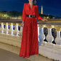 BWQ Splice Sequins Maxi Dresses For Women Fashion Folds Loose V Neck Elegant Dress Femme Party Evening Dresses Luxury 2026