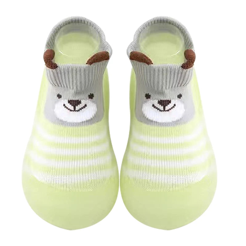 Cartoon Toddler Shoes Animal Pattern Non-slip Silicone Sole Baby Floor Socks Breathable Casual Cotton Baby Boys Girls Shoes