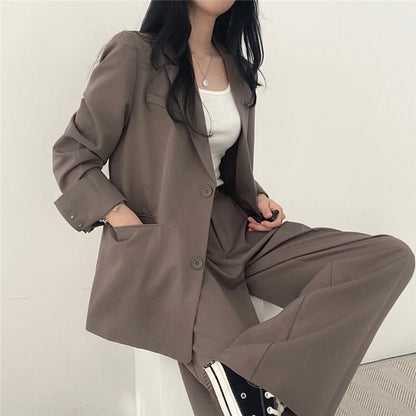 Korean Fashion Spring Women's Suits Casual Top Trousers 2 Piece Sets Women's Outfits Coats Slim Fit Blazers for Women Clothing