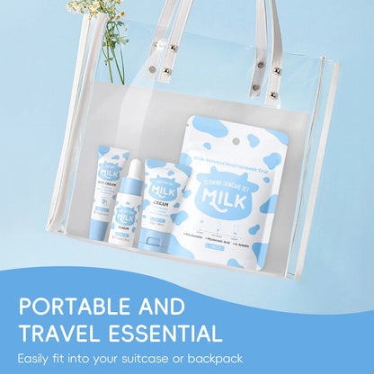 LAIKOU Milk Glowing Trio Set Deep Nourishment Kit Hydrating Skincare Non-Greasy Serum Eye Cream Moisturizer Gift Set