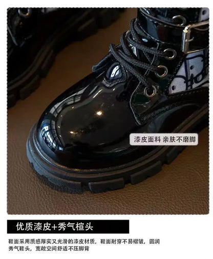 Spring and Autumn Girls Kids Shoes Ankle Boots Fashion British Style Single Boot Soft Sole Versatile Children's  Leather Shoes