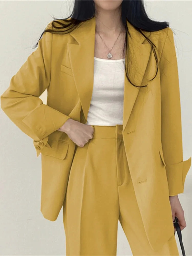 Korean Fashion Spring Women's Suits Casual Top Trousers 2 Piece Sets Women's Outfits Coats Slim Fit Blazers for Women Clothing