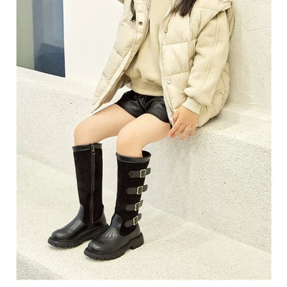 Children High Boots for Girls 2025 Autumn Winter New Fashion and Comfortable British Style Casual Versatile Trendy Leather Shoes