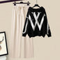 Autumn/Winter Women's Set 2026 New Korean Edition Casual Sweater Waist Cinching and Slimming Wide Leg Pants Two-piece Set