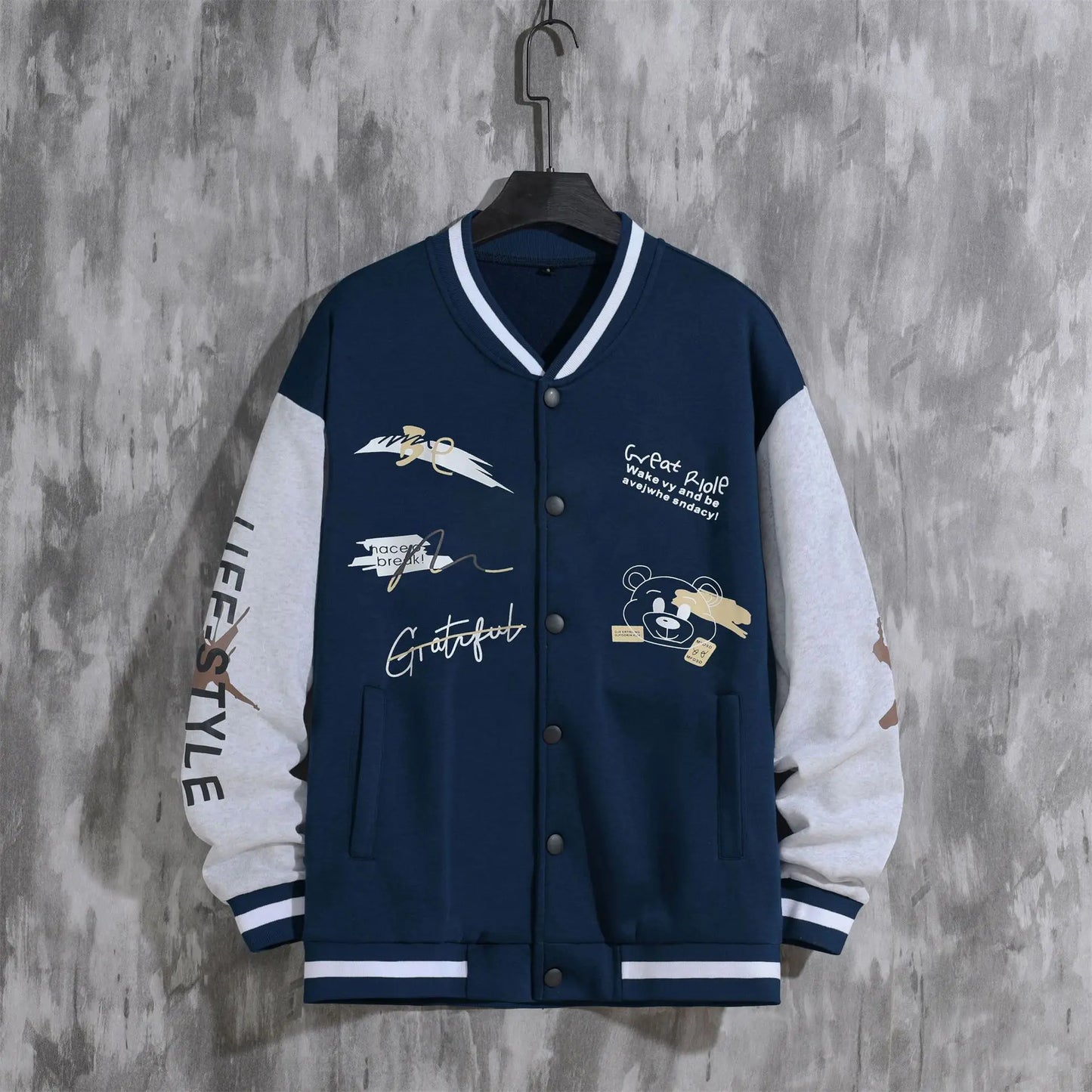 2026 New Jacket Coat Letter Printed  Wear Men Baseball Jacket Casual Long Sleeve Stand Jackets Men's Coats Sweatshirts Outerwear
