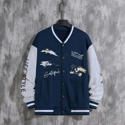 2026 New Jacket Coat Letter Printed  Wear Men Baseball Jacket Casual Long Sleeve Stand Jackets Men's Coats Sweatshirts Outerwear