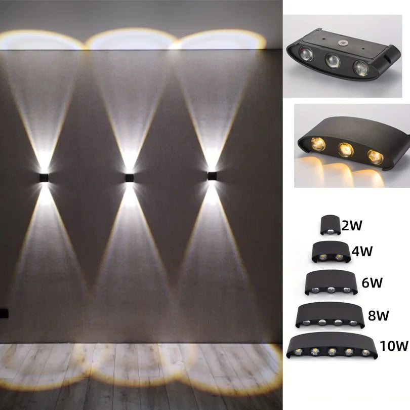 LED Wall Light Outdoor Indoor 2W 4W 6W 8W 10W AC85-265V Up Down White Black Modern Light For Home Garden Bedroom Corridor