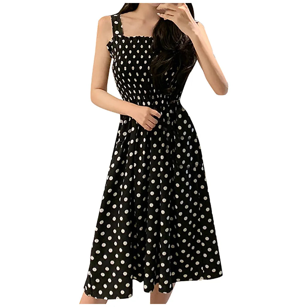 Women's Dresses 2026 Summer Fashion Loose None Sleeve Polka Dot Shoulder Plus Size Casual Dress Sexy Dress