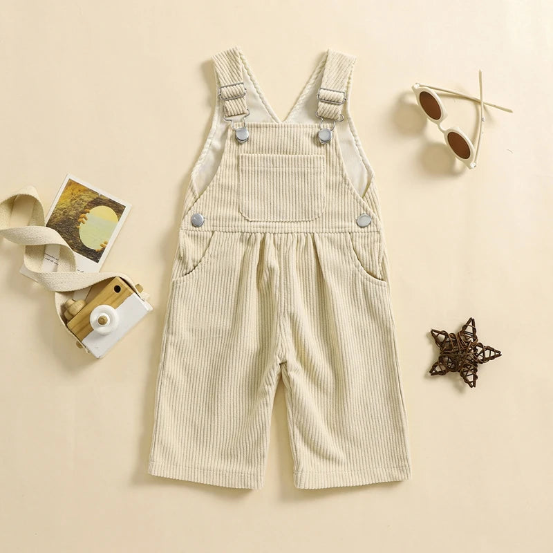 2025 Lorrainian 3-24M Baby Girl Summer Overalls Infant Wide Leg Solid Color Jumpsuit Front Pocket Suspender Pants Outfits