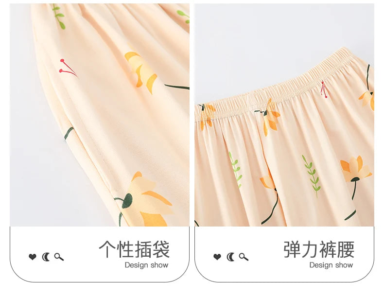 SUKAE M-5XL Cool Modal Woman's Pajamas Summer Plus Size Calf-length Pijamas Casual Knee-length Home suits Women's Capris Sleepwear