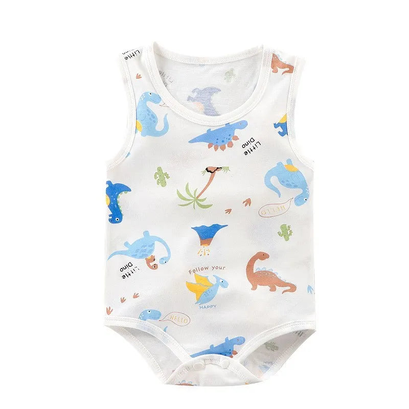 Summer Baby Bodysuit Kids Sleeveless Casual One-Pieces Newborn Boy Girl Cartoon Animal Romper Toddler Jumpsuit Clothes 0-2 Years