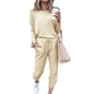 Women Autumn Casual Tracksuits 2026 Solid Color Loose Pullover Hoodies Two Piece Set Female Long Sleeve Tops Pants Sportswear