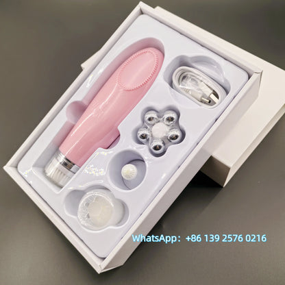 Beauty 4 in 1 Facial Skin Lifting Device Face Brush Cleanser Electric Silicone Facial Cleaning Brush for Deep Cleaning
