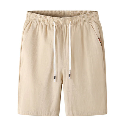 New Men's Cotton Linen Shorts Pants Male Summer Breathable Solid Color Linen Trousers Fitness Streetwear Loose Lace up Bottoms