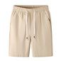 New Men's Cotton Linen Shorts Pants Male Summer Breathable Solid Color Linen Trousers Fitness Streetwear Loose Lace up Bottoms