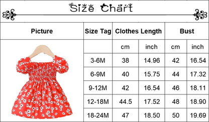 2025 Summer Children Fashion Print Dress Girls Korean Version Style Short Sleeves Small Daisy Dress 0-2Years Baby Princess Dress