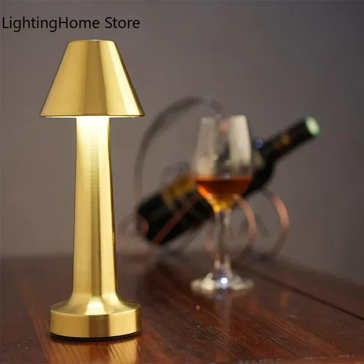 LED Table Lamp Retro Bar Coffee Table Lamp Rechargeable Touch Sensor Wireless Night Light Restaurant Living Room Decor Light