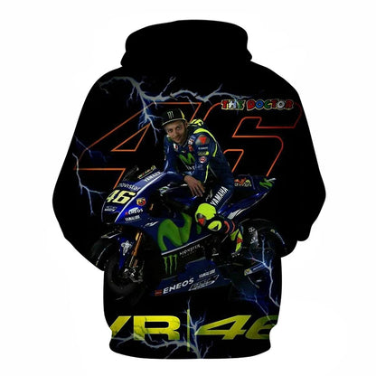 2025 Spring and Autumn Men's Women's Hip Hop 3D Hoodie Motorcycle Outdoor Leisure Long Sleeve Sweatshirt Street Fashion F