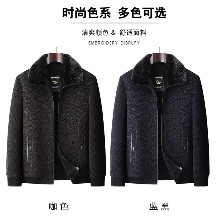 High Quality Winter Woolen Jacket for Men Versatile Brand Casual Business Cotton Trench Coat Add Velvet Keep Warm Overcoat Tops