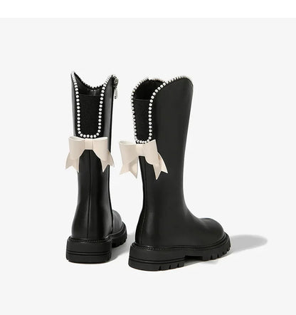 Long Boots for Girls and Children 2026 New Winter Long Leather Boots Princess Foreign Girls Plus Cashmere Shoes