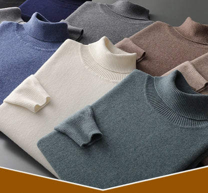 Autumn and winter new 100% merino cashmere sweater men's knitted pullover padded warm turtle neck fashion loose plus size coat