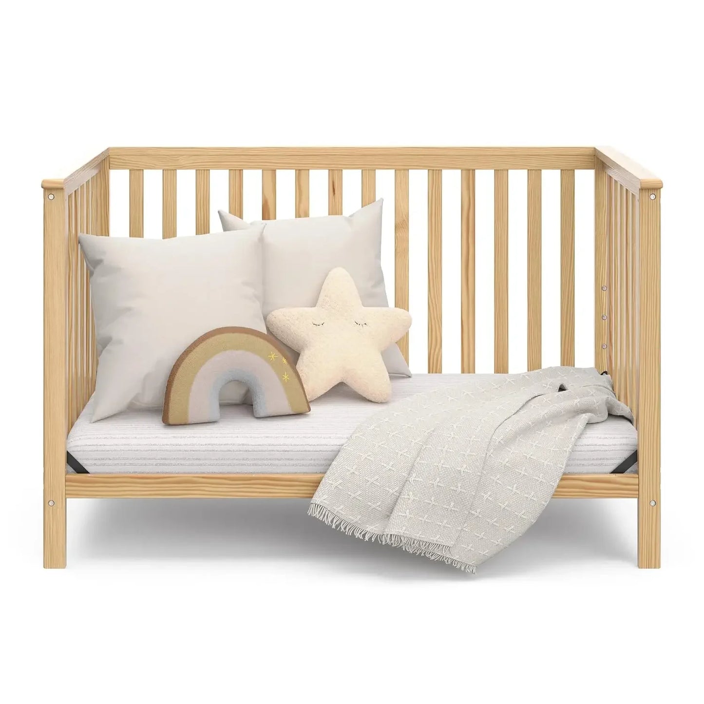4-in-1 Convertible Crib (Natural) - Converts to Daybed, Toddler Bed, and Full-Size Bed, Fits Standard Full-Size Crib Mattress, A
