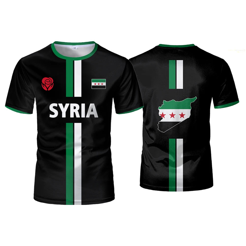 New Syria Football Jersey Men's Sports T-shirts Syrian Flag Street Oversized Tops Unisex Casual Graphic T-shirts Men's Gifts