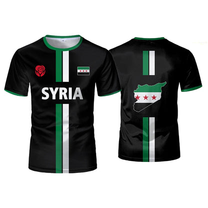 New Syria Football Jersey Men's Sports T-shirts Syrian Flag Street Oversized Tops Unisex Casual Graphic T-shirts Men's Gifts