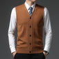 2026 Men's New Autumn and Winter Vest Young Casual Warm Knit Sleeveless Base Shirt Solid Color Jacquard Cardigan Vest