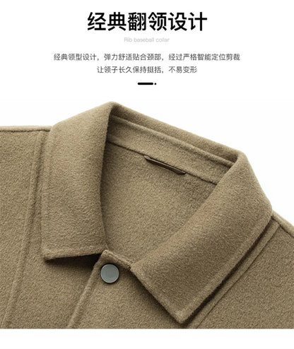 2025 Autumn/Winter New Double sided Woolen Coat High end Fabric Korean Edition Fashion Pure Handmade Woolen Coat Work Style