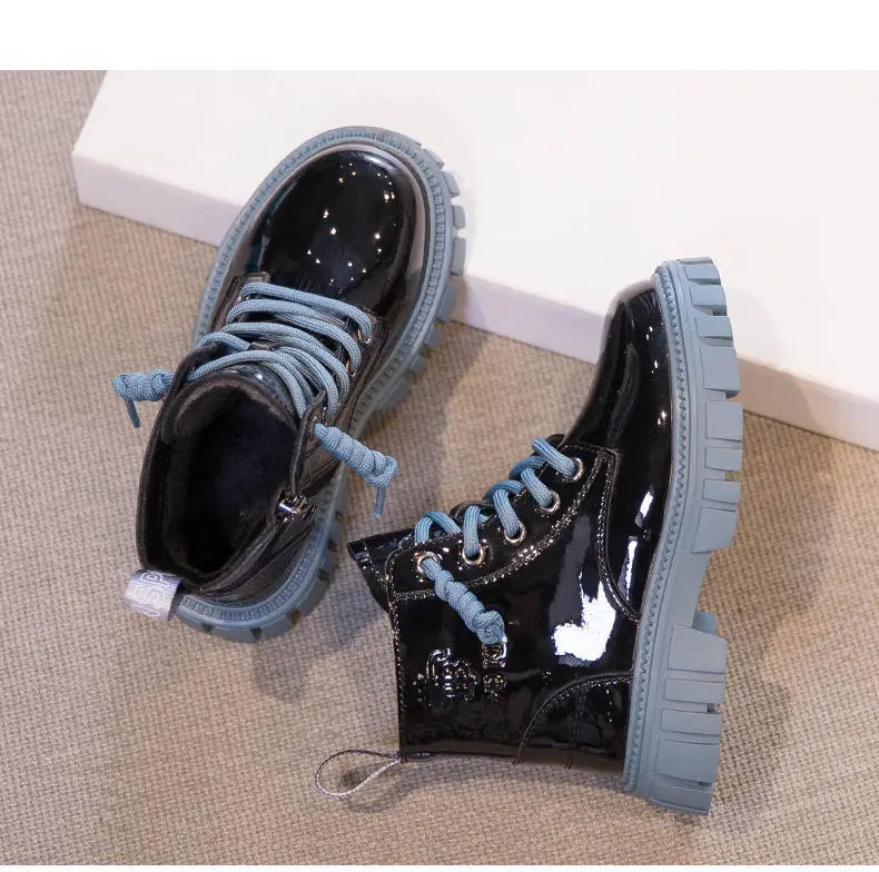 Fashion Kids Boots Girls British Style Children's Ankle Boots Autumn Winter Warm Waterproof Boys Boots 3-15 Years Old Snow Boots