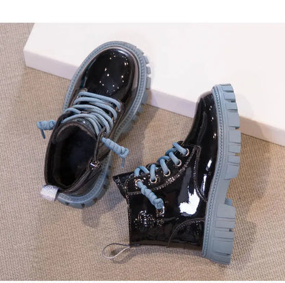 Fashion Kids Boots Girls British Style Children's Ankle Boots Autumn Winter Warm Waterproof Boys Boots 3-15 Years Old Snow Boots