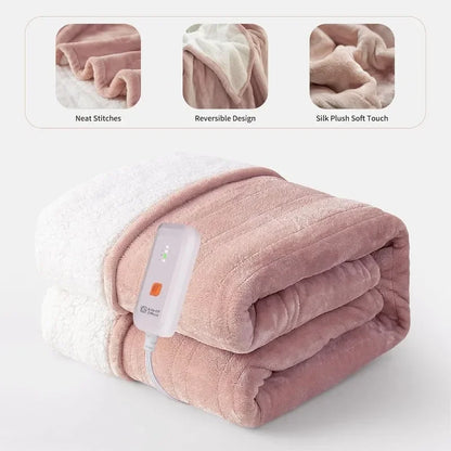 Heated Blanket Electric Throw 50''X60''-Soft Silky Plush Electric Blanket with 4 Heating Level & 3 Hour Auto Off Heating Blanket