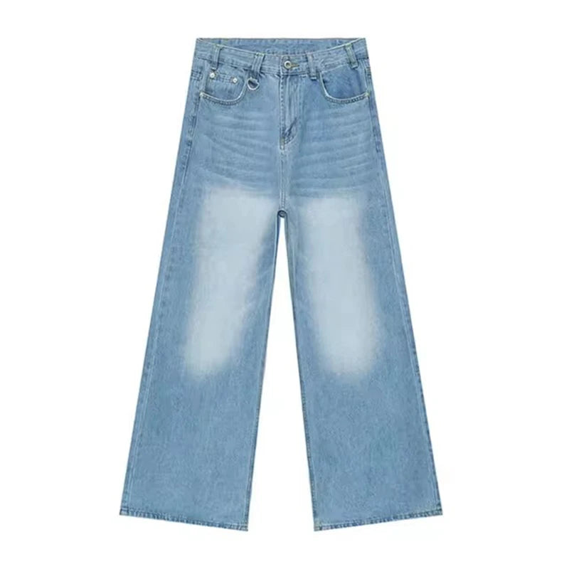 LUZHEN Old Male Pants Autumn Blue Washed Men Denim Jeans Straight Casual Men wear Loose Wide Leg Trousers 2026 New Fashion 9C354