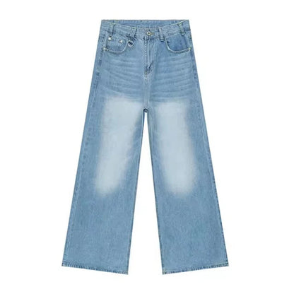 LUZHEN Old Male Pants Autumn Blue Washed Men Denim Jeans Straight Casual Men wear Loose Wide Leg Trousers 2026 New Fashion 9C354