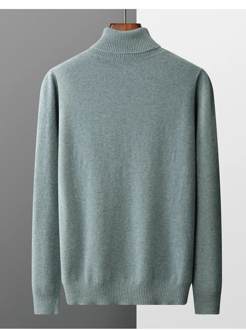 Autumn and winter new 100% merino cashmere sweater men's knitted pullover padded warm turtle neck fashion loose plus size coat