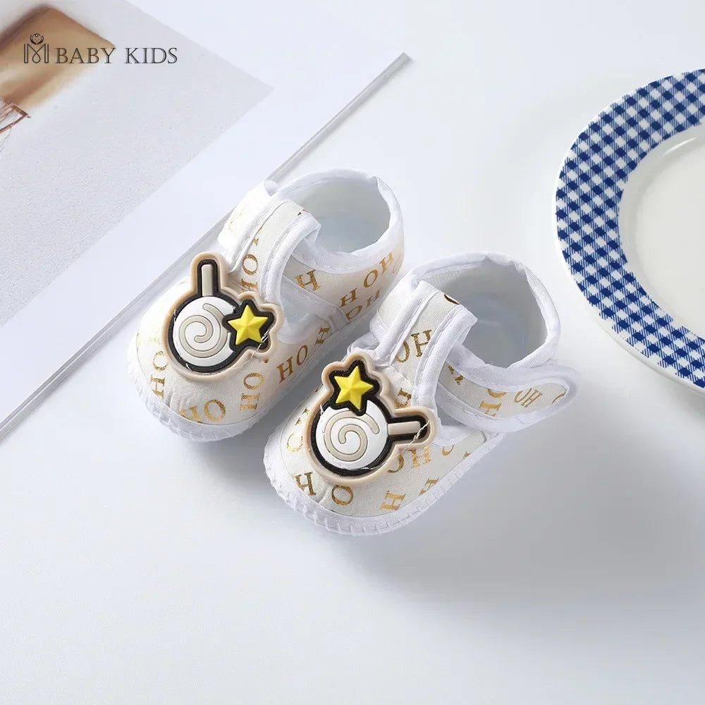Cotton Newborn Baby Shoes Cartoon Pattern First Walkers for Girl Boy Plaid Soft Sole Walking Sandals 0-12month