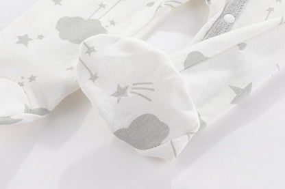 Cotton Newborn Romper Star Moon Printed Footed Baby Bodysuit for Girls Boys Long Sleeve Autumn Toddler Clothes Infant Onesie