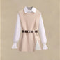 2026 Autumn Increased Size Korean Popular Chiffon Shirt Knitted Sweater Jeans Three Piece Elegant Women's Pants Set Tracksuit