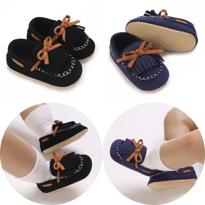 Newborn Baptist Shoes New Leather Gentleman Shoes Anti-slip Soft Bottom Indoor Baby Boys and Girls Casual Shoes Walking Shoes
