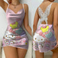 Mini Dress Pajama Skirt Hello Kitty Sexy Dresses Off Shoulder Bow Knot Satin Surface Women's Fashion Summer 2026 Short Party Lace
