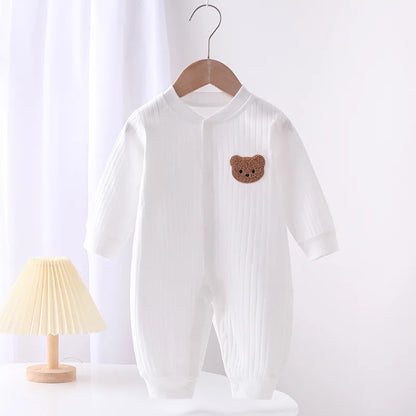 Autumn Baby Romper Solid Color Bear Jumpsuit Cotton Spring Newborn One-Pieces Clothing for Boys Girls Infant Onesie 0-18M