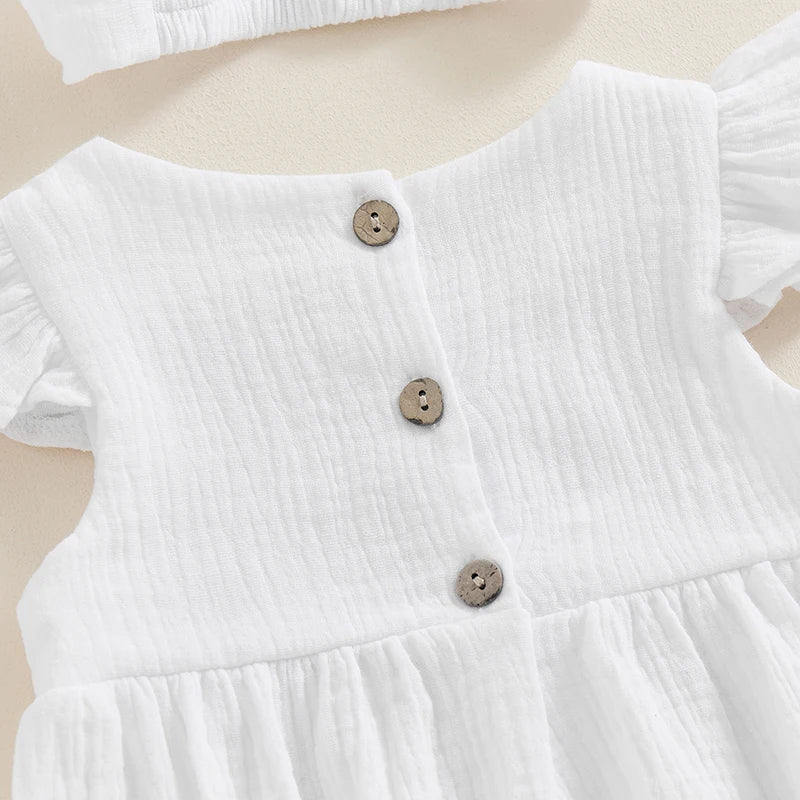 0 to18 Months Baby Girl Clothes White Romper Cute Newborn Clothes Cotton Linen Bodysuit Spring Infant Outfit Baby Items