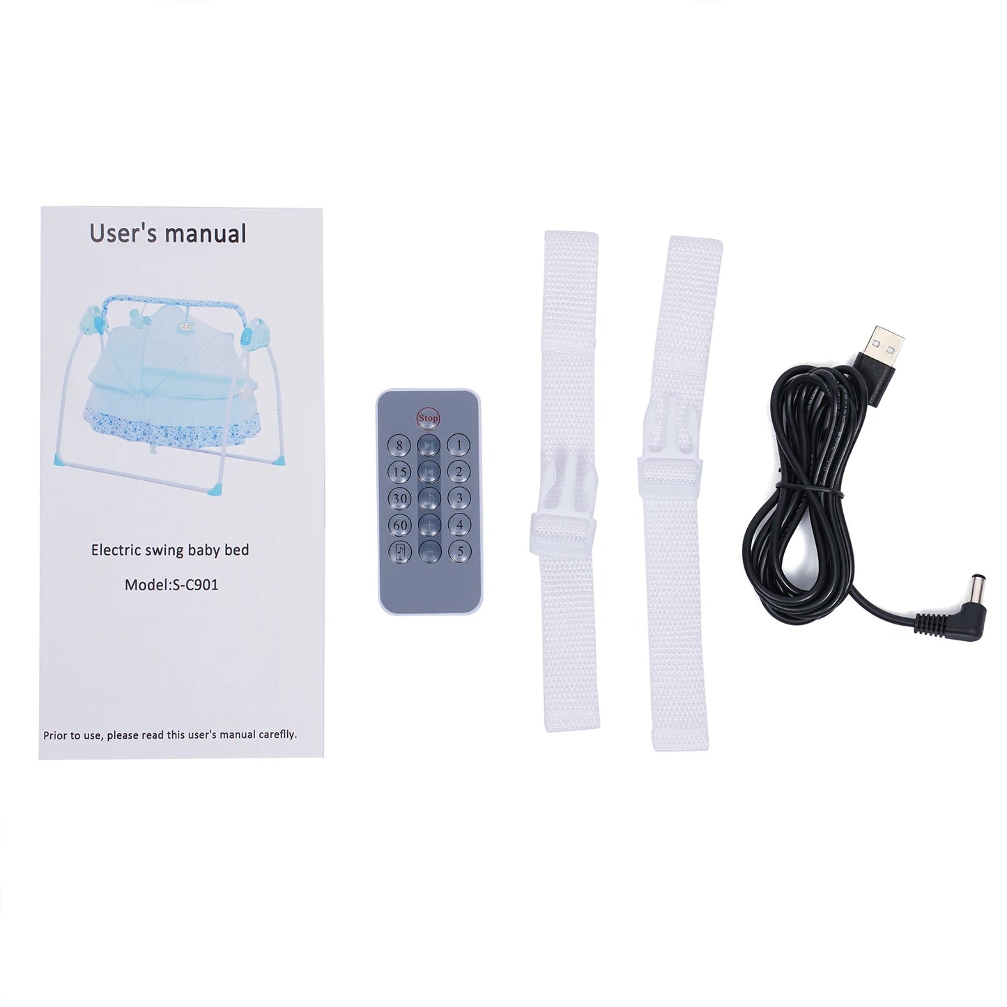 Electric Baby Cradle Auto Swing Rocker Cot Infant Sleeping Bed Swing Crib Kit Timer +Bluetooth Music +Mat +Pillow 5Gears Adjustable